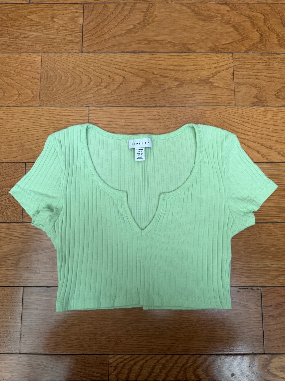 Topshop Mint Green Ribbed V-Notch Crop Top
